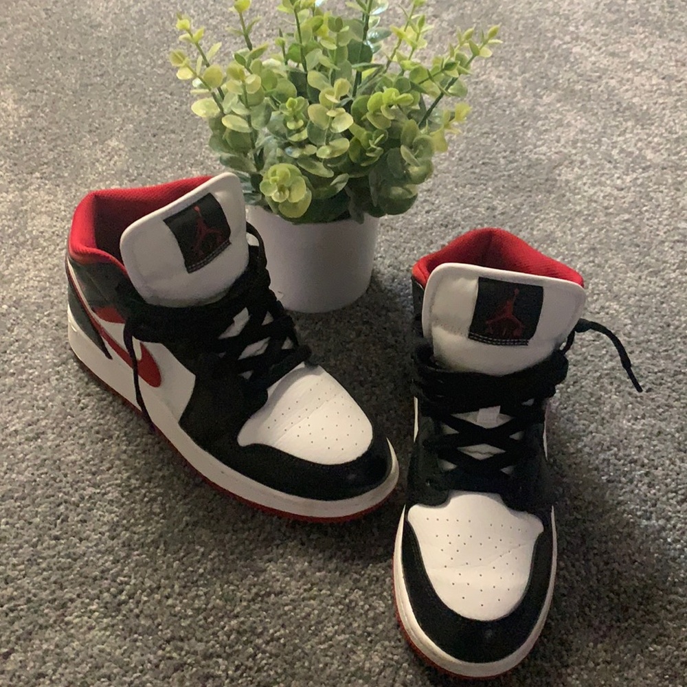 Black, White and Red Mid Nike Sneakers